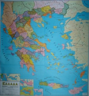 Χάρτης Ελλάδας Πολιτικός υφασμάτινος
